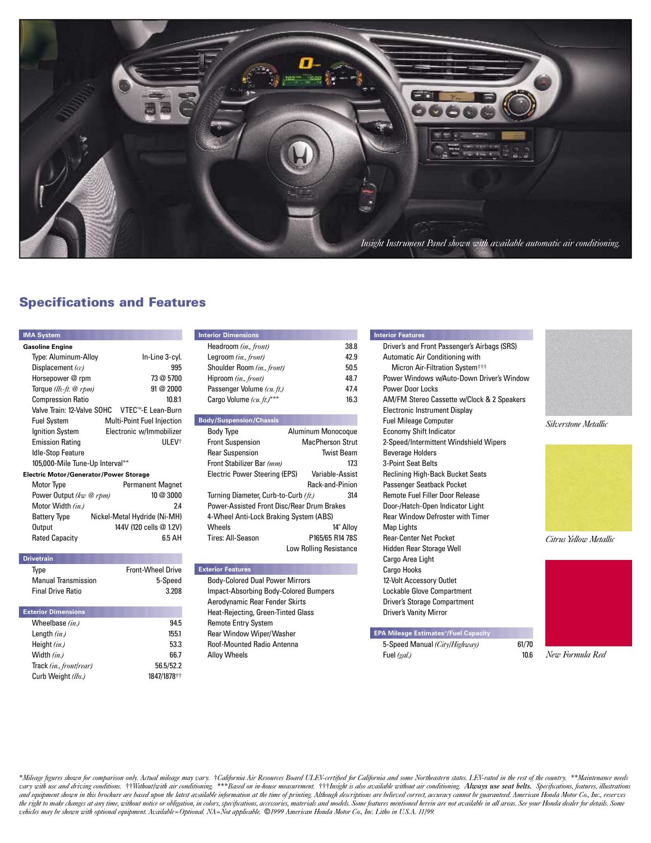 2000 Honda Insight Brochure Page 3